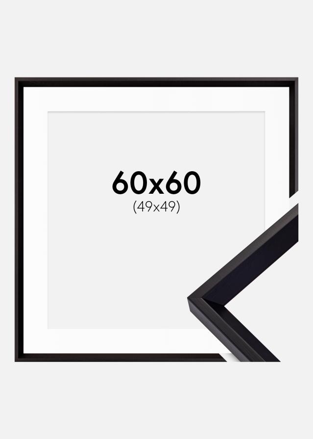 Ram med passepartou Rahmen Globe Schwarz 60x60 cm - Passepartout Weiß 50x50 cm