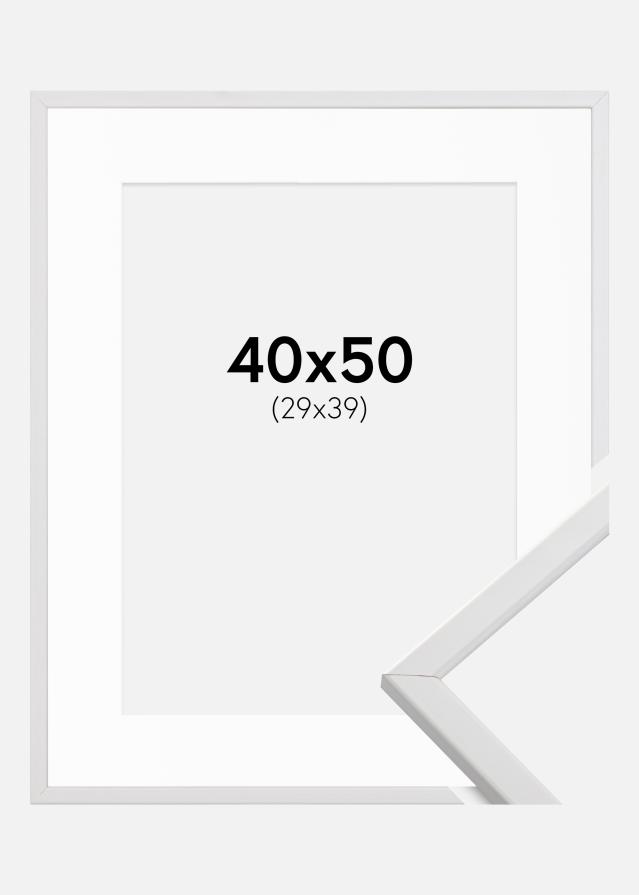 Ram med passepartou Rahmen Galant Weiß 40x50 cm - Passepartout Weiß 30x40 cm
