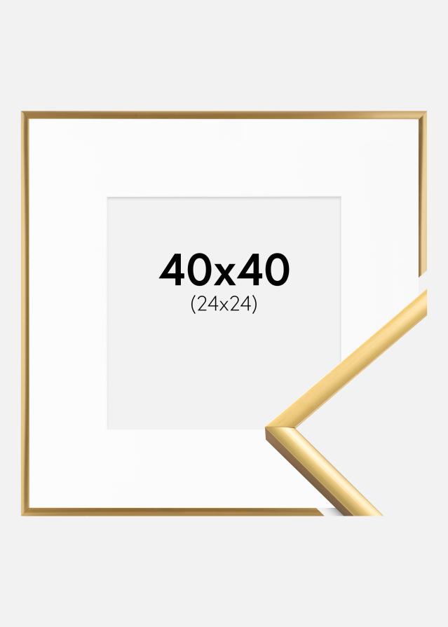 Ram med passepartou Rahmen New Lifestyle Shiny Gold 40x40 cm - Passepartout Weiß 25x25 cm