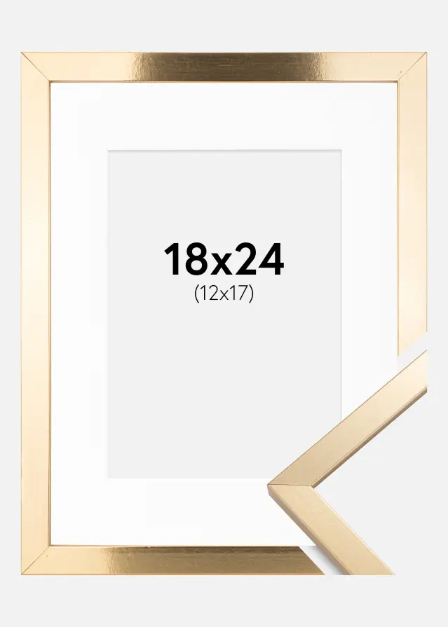 Ram med passepartou Rahmen Trendy Gold 18x24 cm - Passepartout Weiß 13x18 cm