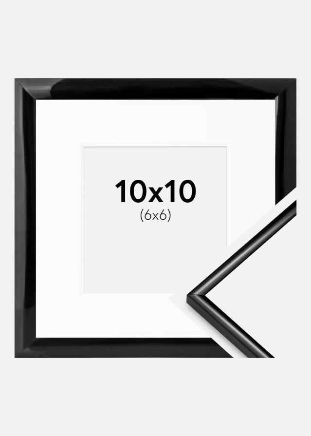 Ram med passepartou Rahmen Scandi Schwarz 10x10 cm - Passepartout Weiß 7x7 cm