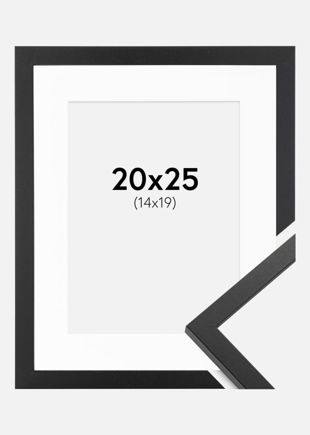 Ram med passepartou Rahmen Trendy Schwarz 20x25 cm - Passepartout Weiß 15x20 cm
