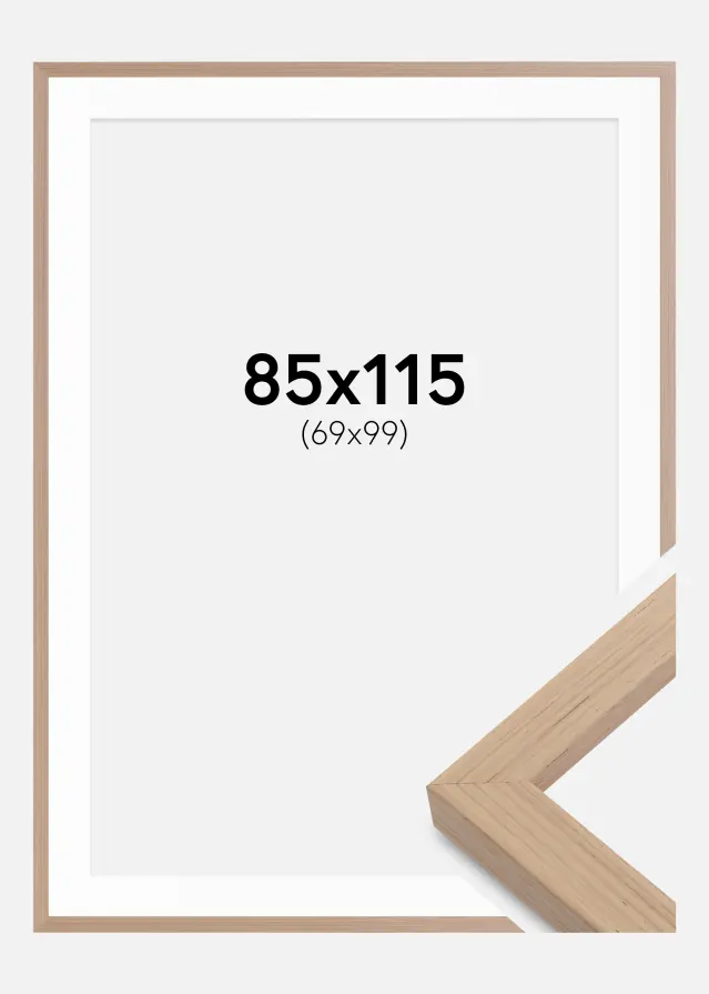 Ram med passepartou Blocky Eiche 85x115 cm - Passepartout Weiß 70x100 cm