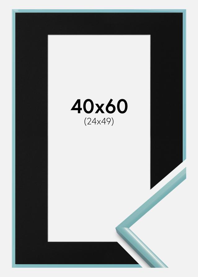 Ram med passepartou Rahmen New Lifestyle Türkis 40x60 cm - Passepartout Schwarz 25x50 cm