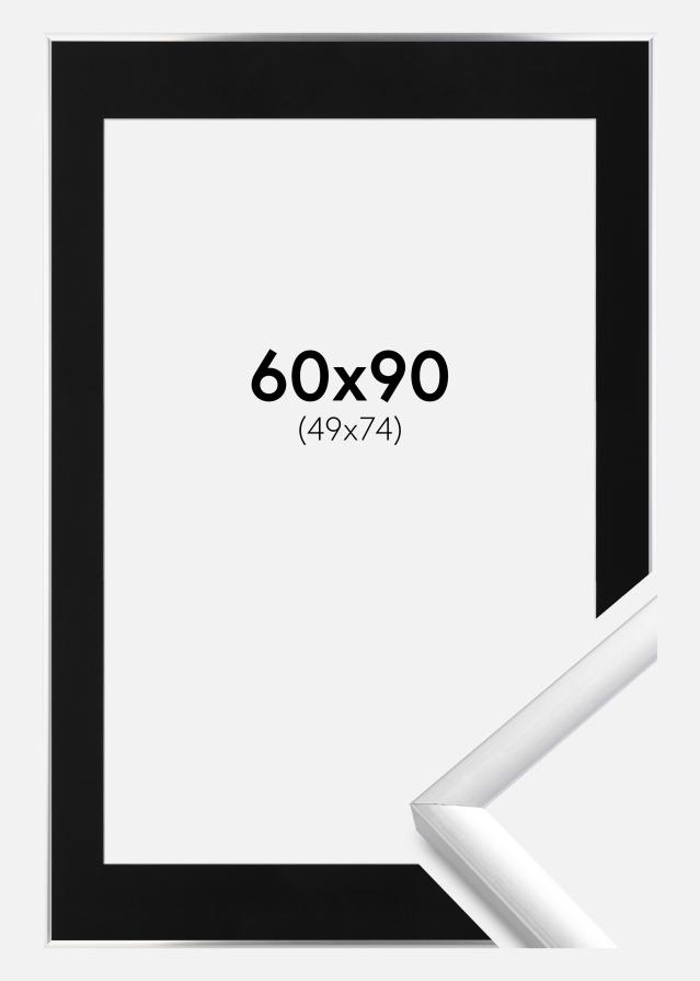 Ram med passepartou Rahmen New Lifestyle Silber 60x90 cm - Passepartout Schwarz 50x75 cm