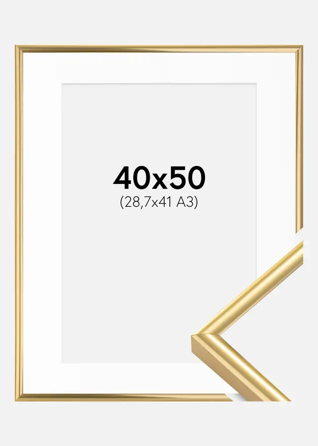 Ram med passepartou Rahmen Victoria Gold 40x50 cm - Passepartout Weiß 29,7x42 cm (A3)