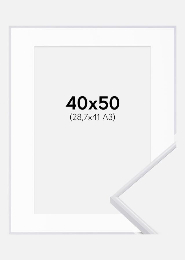 Ram med passepartou Rahmen Visby Weiß 40x50 cm - Passepartout Weiß 29,7x42 cm (A3)