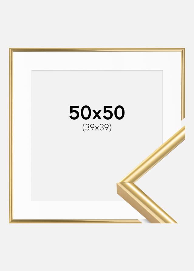 Ram med passepartou Rahmen Victoria Gold 50x50 cm - Passepartout Weiß 40x40 cm