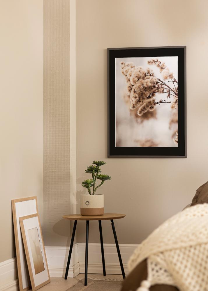 Ram med passepartou Rahmen Edsbyn Graphitgrau 20x30 cm - Passepartout Schwarz 15x21 cm (A5)