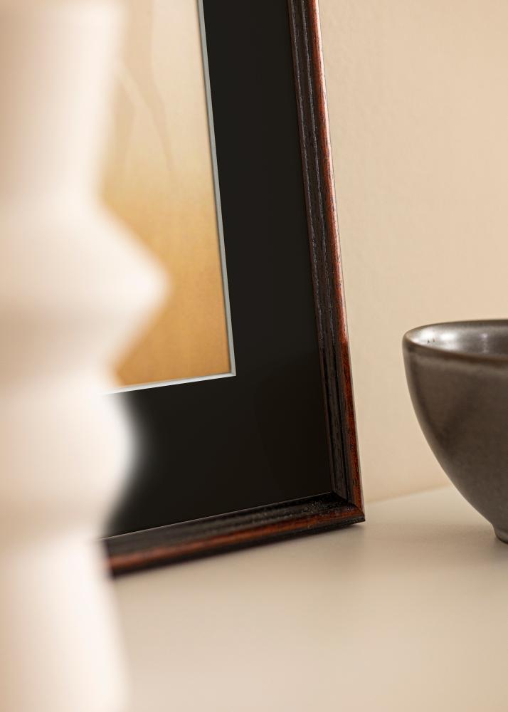 Ram med passepartou Rahmen Horndal Walnuss 50x60 cm - Passepartout Schwarz 14x18 inches