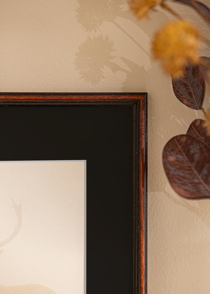 Ram med passepartou Rahmen Horndal Walnuss 50x60 cm - Passepartout Schwarz 14x18 inches