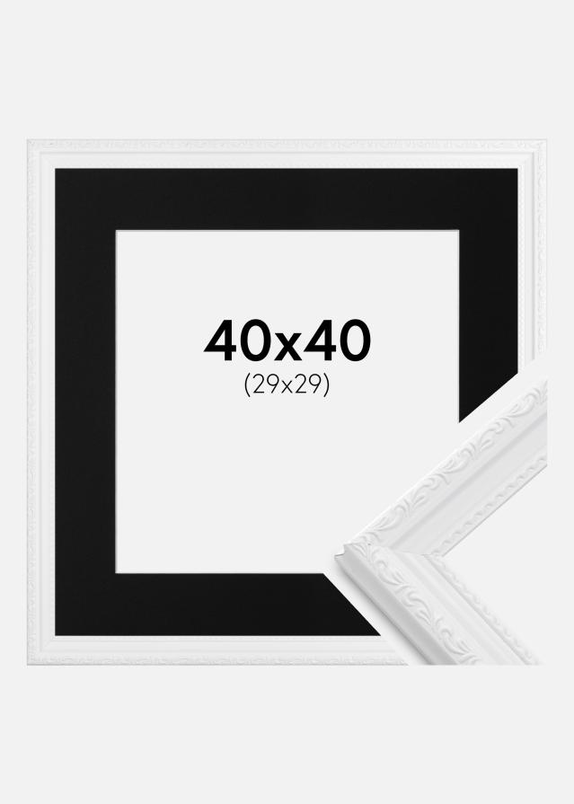 Ram med passepartou Rahmen Abisko Weiß 40x40 cm - Passepartout Schwarz 30x30 cm