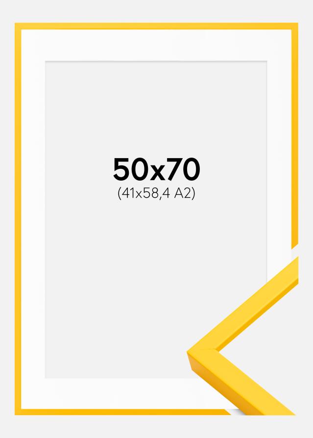 Ram med passepartou Rahmen E-Line Gelb 50x70 cm - Passepartout Weiß 42x59,4 cm