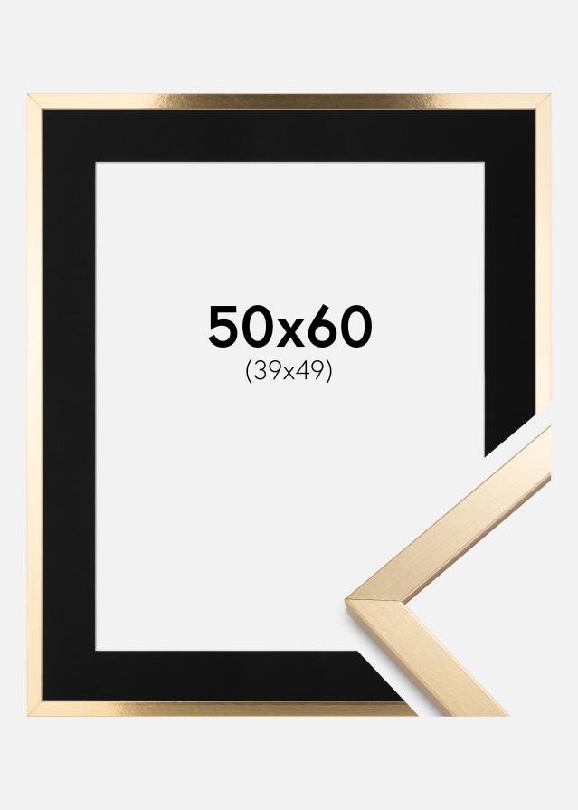 Ram med passepartou Rahmen Trendy Gold 50x60 cm - Passepartout Schwarz 40x50 cm