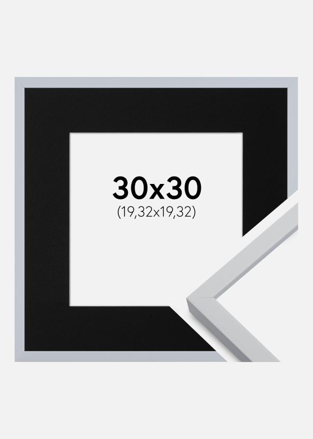 Ram med passepartou Rahmen Oslo Weiß 30x30 cm - Passepartout Schwarz 8x8 inches