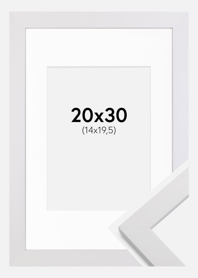 Ram med passepartou Rahmen White Wood 20x30 cm - Passepartout Weiß 15x21 cm (A5)