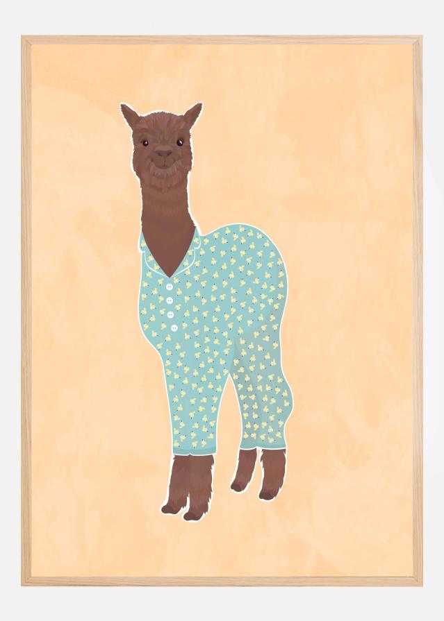 Bildverkstad Llama In Pjs Banana Orange Poster