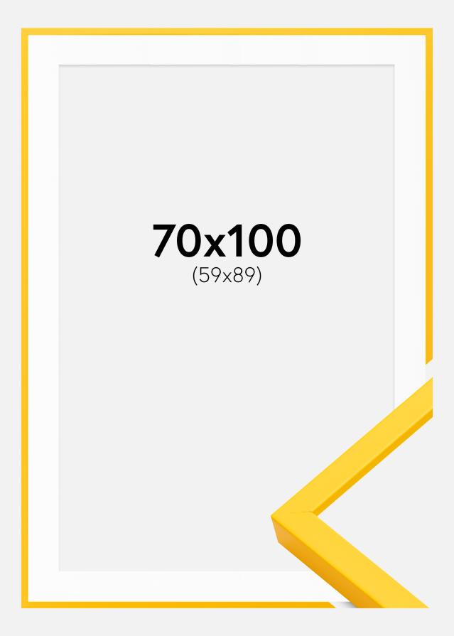 Ram med passepartou Rahmen E-Line Gelb 70x100 cm - Passepartout Weiß 60x90 cm