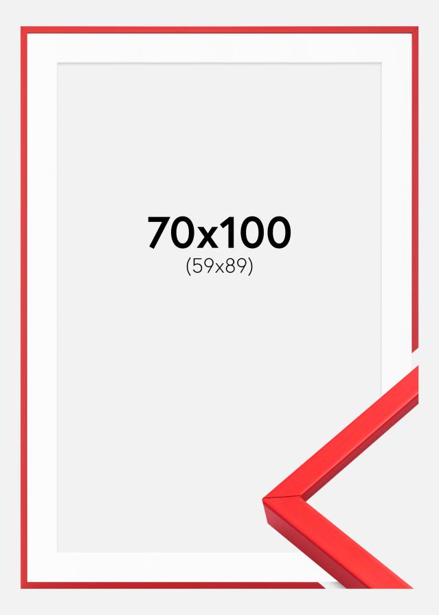 Ram med passepartou Rahmen E-Line Rot 70x100 cm - Passepartout Weiß 60x90 cm