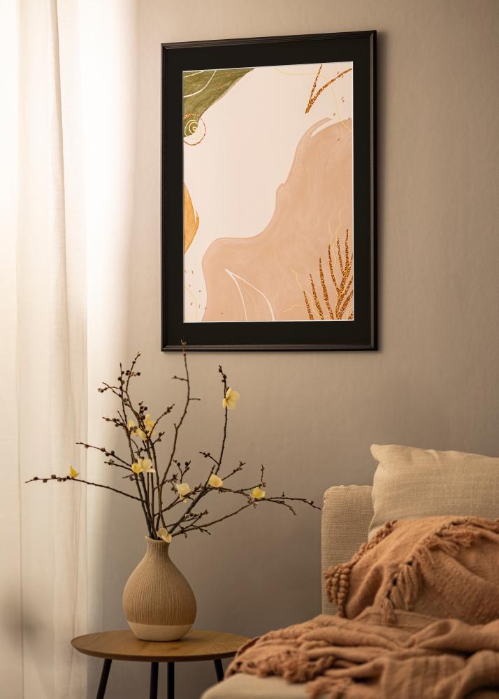 Ram med passepartou Rahmen Horndal Schwarz 18x24 cm - Passepartout Schwarz 13x18 cm