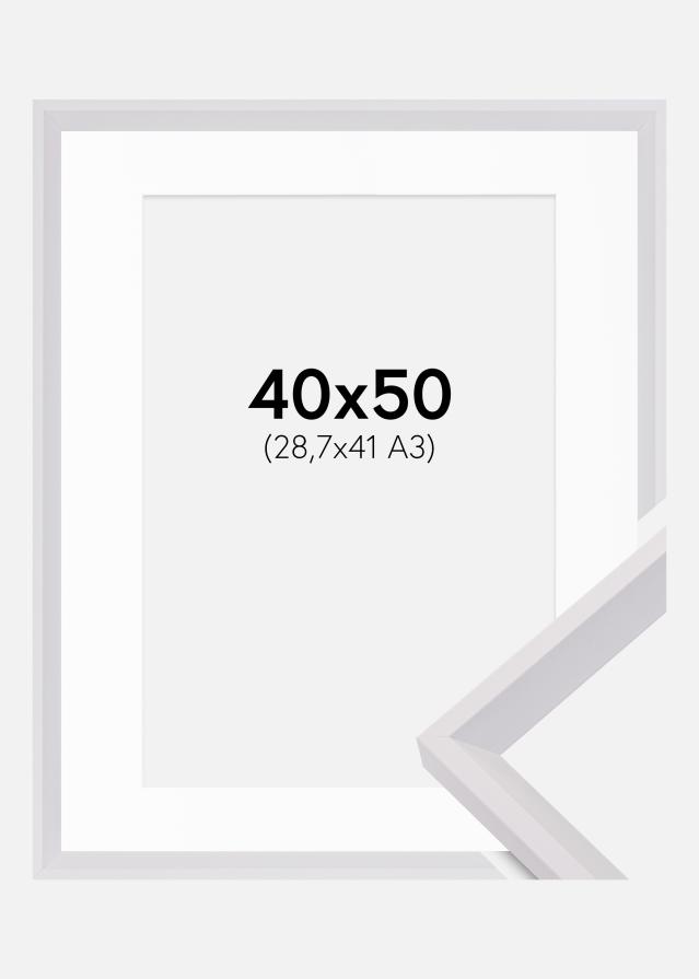 Ram med passepartou Rahmen Globe Weiß 40x50 cm - Passepartout Weiß 29,7x42 cm