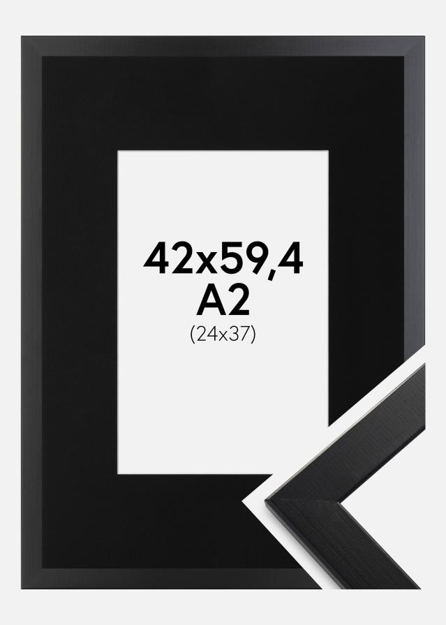 Ram med passepartou Rahmen Trendline Schwarz 42x59,4 cm (A2) - Passepartout Schwarz 25x38 cm