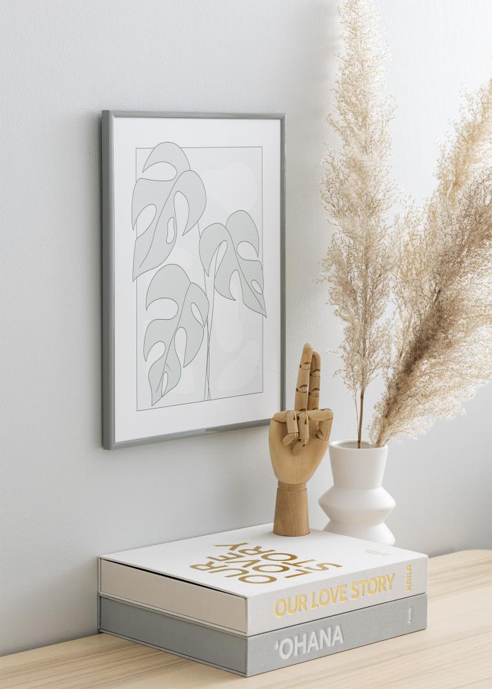 Ram med passepartou Rahmen New Lifestyle Hellgrau 70x100 cm - Passepartout Weiß 61x91,5 cm