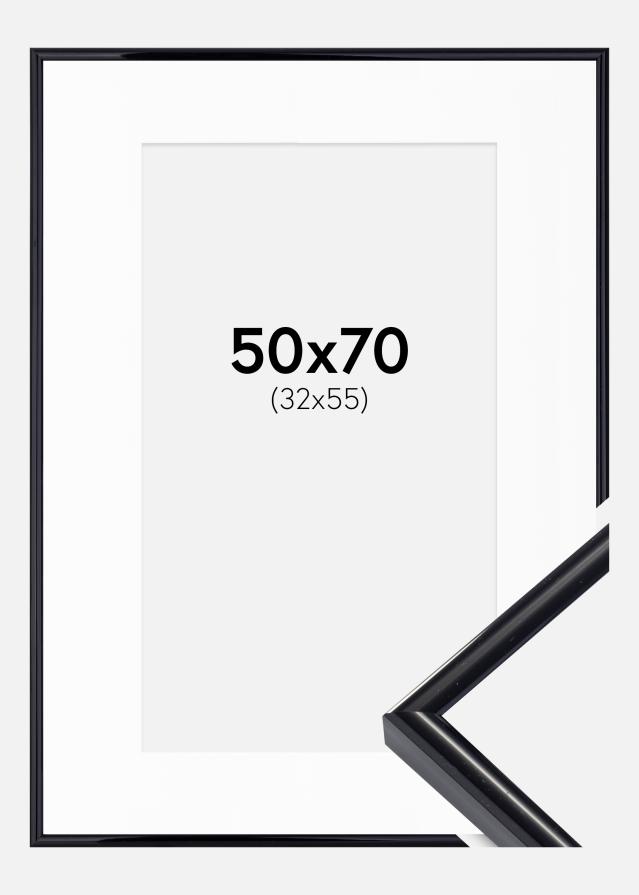 Ram med passepartou Rahmen Victoria Schwarz 50x70 cm - Passepartout Weiß 33x56 cm