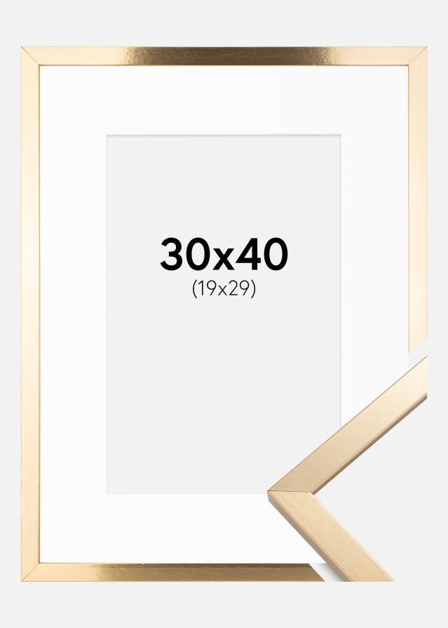 Ram med passepartou Rahmen Trendy Gold 30x40 cm - Passepartout Weiß 20x30 cm