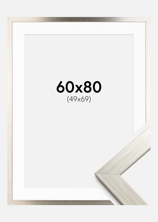 Ram med passepartou Rahmen Silver Wood 60x80 cm - Passepartout Weiß 50x70 cm