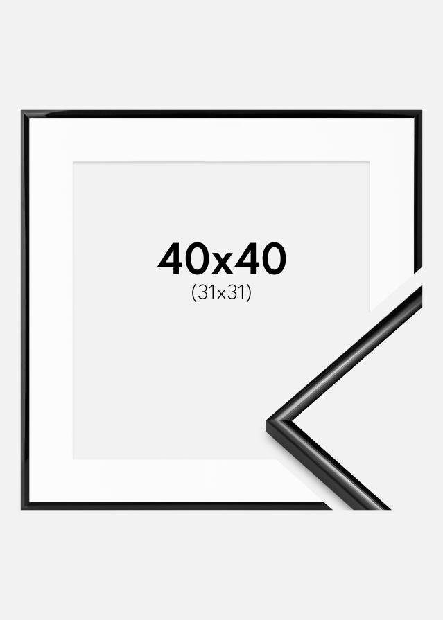 Ram med passepartou Rahmen Scandi Schwarz 40x40 cm - Passepartout Weiß 32x32 cm