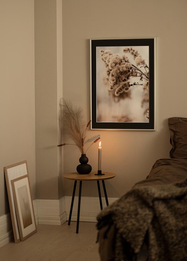 Ram med passepartou Rahmen Victoria Silber 30x40 cm - Passepartout Schwarz 20x28 cm