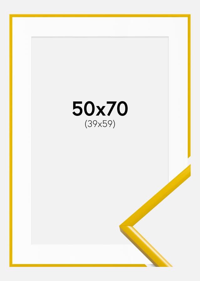 Ram med passepartou Rahmen New Lifestyle Gelb 50x70 cm - Passepartout Weiß 40x60 cm