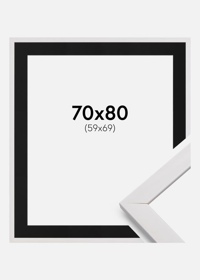 Ram med passepartou Rahmen Stilren Weiß 70x70 cm - Passepartout Schwarz 60x70 cm