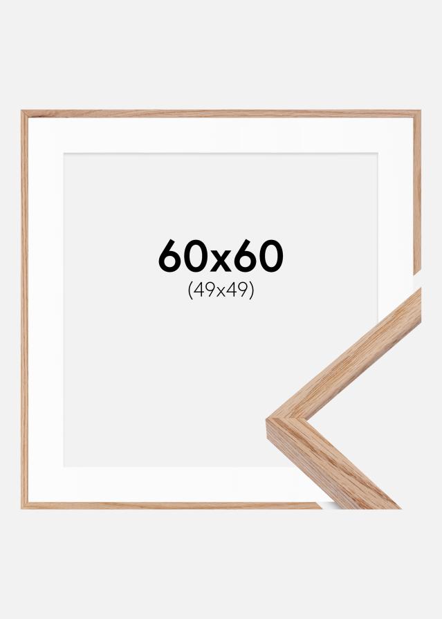 Ram med passepartou Rahmen E-Line Eiche 60x60 cm - Passepartout Weiß 50x50 cm