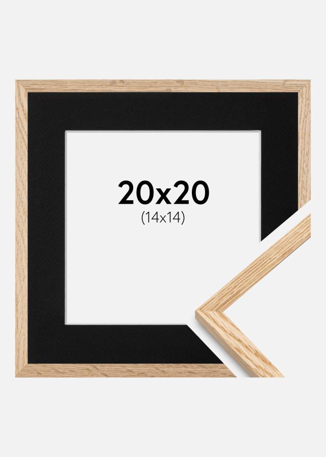 Ram med passepartou Rahmen Schmal Eiche 20x20 cm - Passepartout Schwarz 15x15 cm