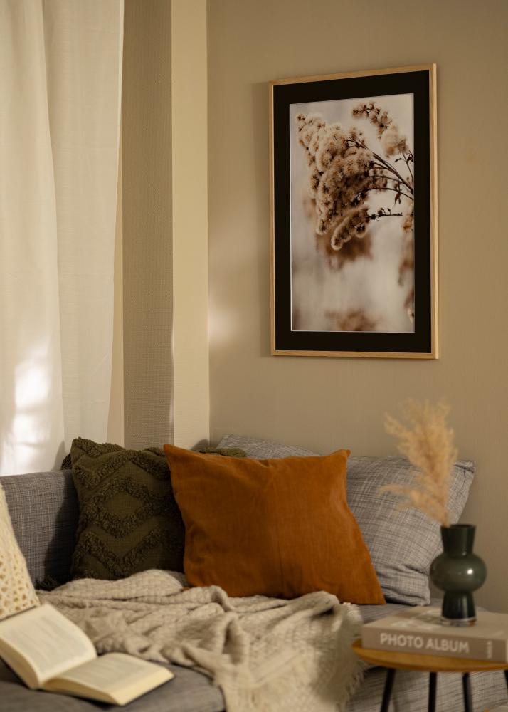 Ram med passepartou Rahmen Edsbyn Eiche 40x40 cm - Passepartout Schwarz 10x10 inches