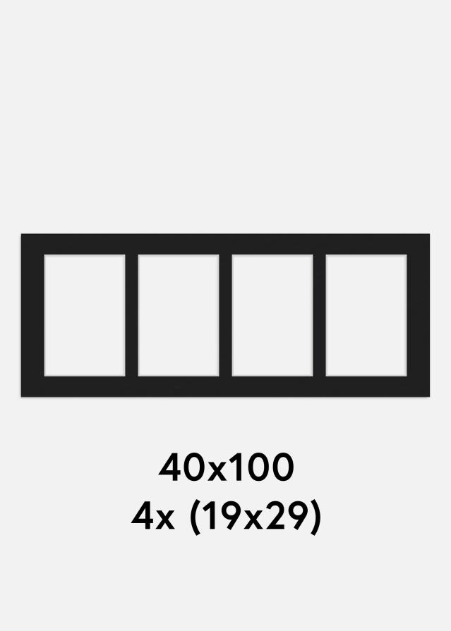 Galleri 1 Passepartout Schwarz 40x100 cm - Collage 4 Bilder (19x29 cm)