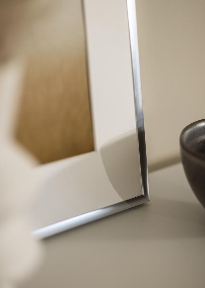 Ram med passepartou Rahmen Poster Frame Aluminum Silber 70x100 cm - Passepartout Weiß 60x90 cm