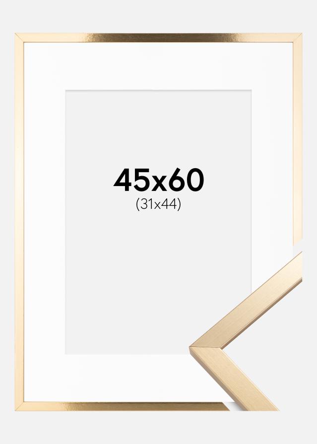 Ram med passepartou Rahmen Trendy Gold 45x60 cm - Passepartout Weiß 32x45 cm