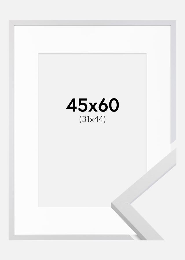 Ram med passepartou Rahmen Trendy Weiß 45x60 cm - Passepartout Weiß 32x45 cm