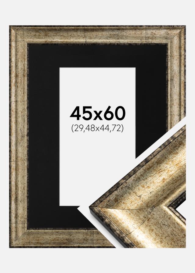 Ram med passepartou Rahmen Saltsjöbaden Antik-Gold 45x60 cm - Passepartout Schwarz 12x18 inches
