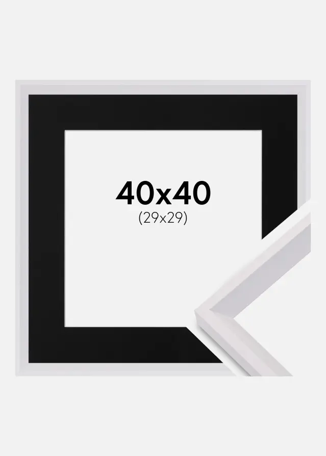 Ram med passepartou Rahmen Globe Weiß 40x40 cm - Passepartout Schwarz 30x30 cm