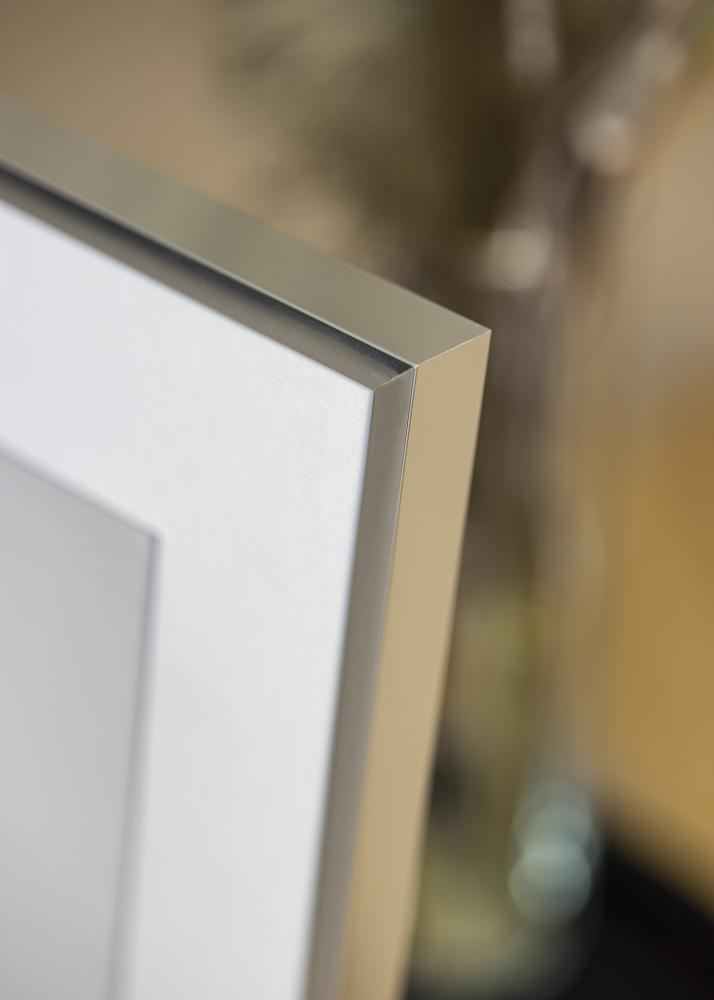 Ram med passepartou Rahmen Poster Frame Aluminum Silber 70x100 cm - Passepartout Weiß 60x90 cm