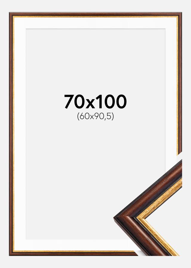 Ram med passepartou Rahmen Siljan Braun 70x100 cm - Passepartout Weiß 61x91,5 cm