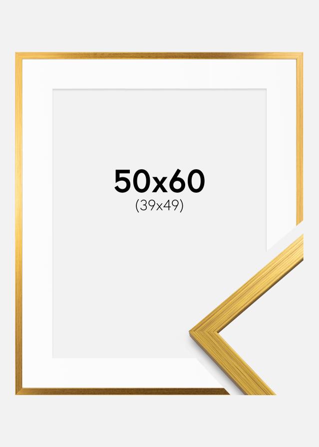 Ram med passepartou Rahmen Edsbyn Gold 50x60 cm - Passepartout Weiß 40x50 cm