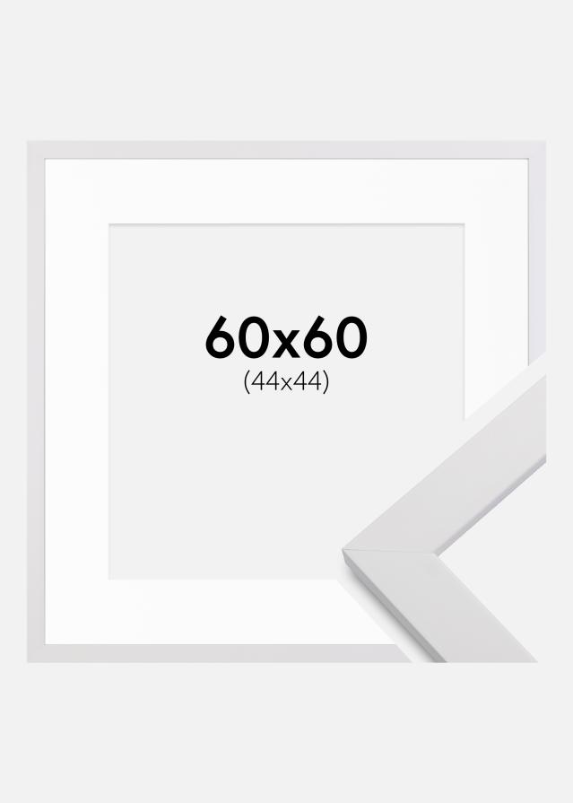 Ram med passepartou Rahmen White Wood 60x60 cm - Passepartout Weiß 45x45 cm