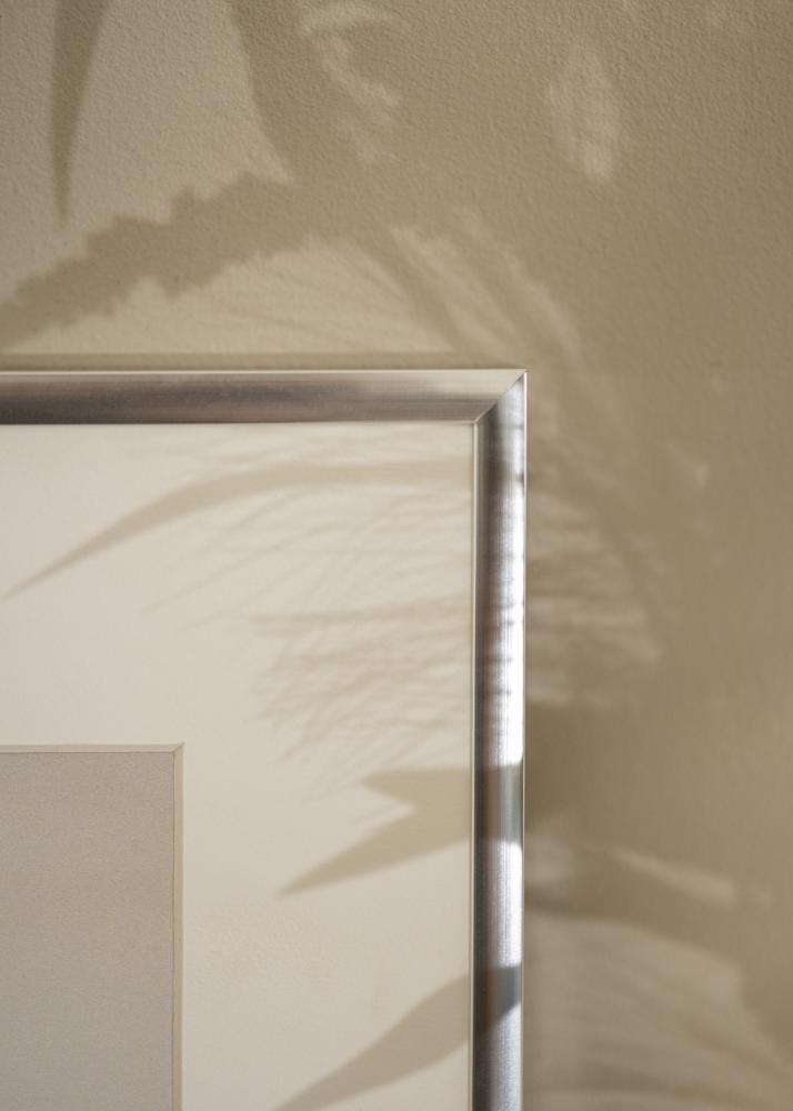 Ram med passepartou Rahmen Poster Frame Aluminum Silber 70x100 cm - Passepartout Weiß 60x90 cm