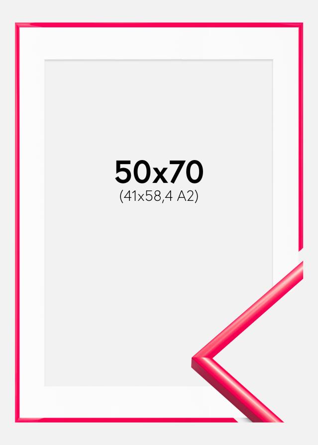 Ram med passepartou Rahmen New Lifestyle Hot Pink 50x70 cm - Passepartout Weiß 42x59,4 cm (A2)