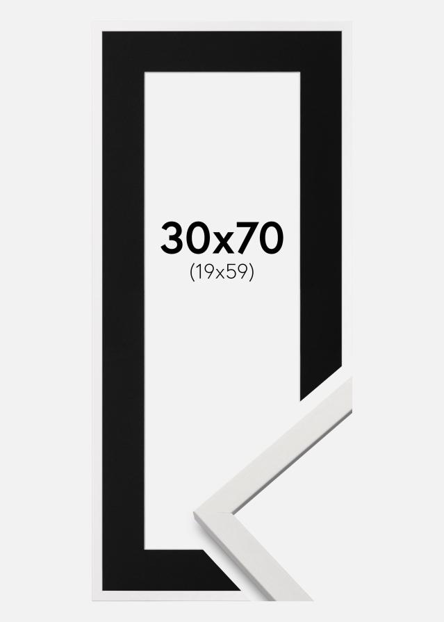 Ram med passepartou Rahmen Edsbyn Weiß 30x70 cm - Passepartout Schwarz 20x60 cm